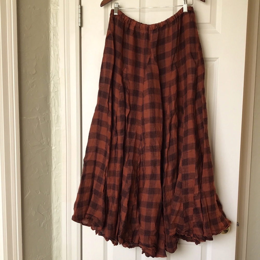 CP Shades Linen Plaid Maxi Skirt